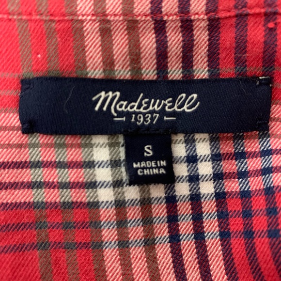 MADEWELL Ex-Boyfriend Shirt in Cherry Plaid - Picture 6 of 6